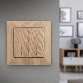 Выключатель двойной с подсветкой Intro 10А-250В Solo, сосна 4-105-11