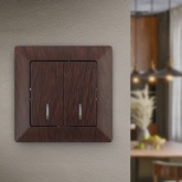 Выключатель двойной с подсветкой Intro 10А-250В Solo, венге 4-105-10