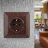 Розетка Intro 2Р+Е Schuko 16А-250В Solo, венге 4-202-10