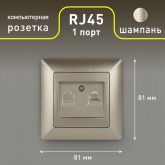 Розетка информационная Intro RJ45 Solo, шампань 4-303-04