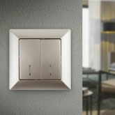 Выключатель двойной с подсветкой Intro 10А-250В Solo, шампань 4-105-04