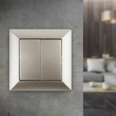 Выключатель двойной Intro 10А-250В Solo, шампань 4-104-04