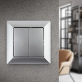 Выключатель двойной Intro 10А-250В Solo, алюминий 4-104-03