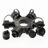 Разветвитель кольцо - снежинка ЭРА ERAPS-OR для гирлянд, 6 гнезд, IP65 черный каучук