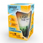 Стакан с LED подсветкой Gauss LCUP Party питание от 3 батареек LR44, объем 450мл. 135x80мм