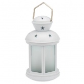 Декоративный фонарь 12х12х20,6 см, белый корпус, теплый белый цвет свечения с эффектом пламени свечи
