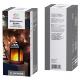 Декоративный фонарь 11х11х22,5 см, черный корпус, теплый белый цвет свечения с эффектом пламени свеч