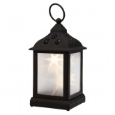 Декоративный фонарь 11х11х22,5 см, черный корпус, теплый белый цвет свечения с эффектом мерцания NEO