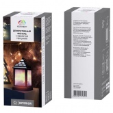 Декоративный фонарь 11х11х22,5 см, черный корпус, теплый белый цвет свечения с эффектом мерцания NEO