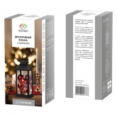 Декоративный фонарь с шариками, черный корпус, размер 14х14х27 см, цвет теплый белый