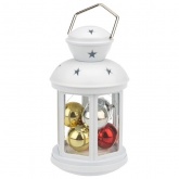Декоративный фонарь с шариками 12х12х20,6 см, белый корпус, теплый белый цвет свечения