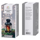 Декоративный фонарь с шариками 12х12х20,6 см, черный корпус, теплый белый цвет свечения