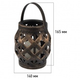 Декоративный фонарь со свечкой, плетеный корпус, бронза, размер 14х14х16,5 см, цвет теплый белый