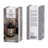 Декоративный фонарь с лампочкой, бронзовый корпус, размер 10.5х10.5х22,5 см, цвет теплый белый