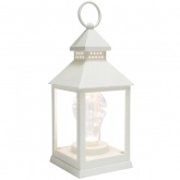 Декоративный фонарь с лампочкой, белый корпус, размер 10.5х10.5х24 см, цвет теплый белый