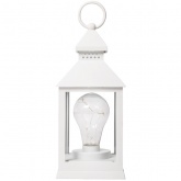 Декоративный фонарь с лампочкой, белый корпус, размер 10.5х10.5х24 см, цвет теплый белый