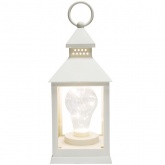 Декоративный фонарь с лампочкой, белый корпус, размер 10.5х10.5х24 см, цвет теплый белый