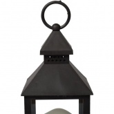 Декоративный фонарь со свечкой, черный корпус, размер 10.5х10.5х24 см, цвет теплый белый