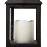 Декоративный фонарь со свечкой, черный корпус, размер 10.5х10.5х24 см, цвет теплый белый
