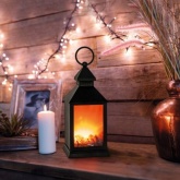 Светодиодный камин Волшебный фонарь с эффектом живого огня 11х11х24,5см, питание от батарейки 3хАА