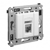 Компьютерная розетка RJ-45 в стену DKC Avanti кат.5e одинарная экранированная, белое облако