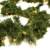 Еловый шлейф искуственный, Длина 270 см, диаметр 26 см, Теплое белое свечение