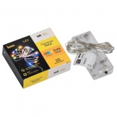 Гирлянда роса ИЭК 2м 20 светодиодов RGBY IP20 прозрачный шнур 0,5м с питанием от батареек 2xAA