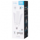 Светодиодная лампа-светильник Gauss Basic 22W 4000K 220V E27 2100Lm Клевер-3 LED холодный свет
