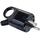 Вилка с заземлением TDM 2P+E 16А угловая с ушком черная