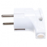 Вилка с заземлением TDM 2P+E 16А угловая белая