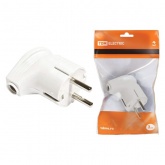 Вилка с заземлением TDM 2P+E 16А угловая белая