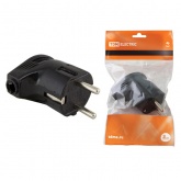 Вилка с заземлением TDM 2P+E 16А угловая черная