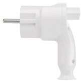 Вилка с заземлением и кнопкой извлечения из сети TDM 2P+E 16А угловая белая