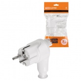 Вилка с заземлением и кнопкой извлечения из сети TDM 2P+E 16А угловая белая