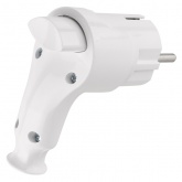 Вилка с заземлением и кнопкой извлечения из сети TDM 2P+E 16А угловая белая