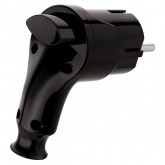 Вилка с заземлением и кнопкой извлечения из сети TDM 2P+E 16А угловая черная