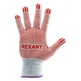 Перчатки ХБ Rexant белые нейлоновые (точка ПВХ)