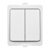 Выключатель двухклавишный открытой установки TDM Вуокса 10А IP54 белый