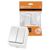 Выключатель двухклавишный открытой установки TDM Вуокса 10А IP54 белый