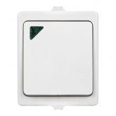 Выключатель одноклавишный TDM открытой установки Вуокса с подсветкой 10А IP54 белый