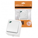 Выключатель одноклавишный TDM открытой установки Вуокса с подсветкой 10А IP54 белый