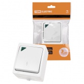 Переключатель одноклавишный TDM открытой установки Вуокса с подсветкой 10А IP54 белый