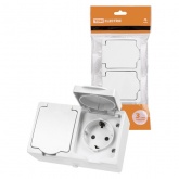 Розетка двойная TDM 2П+3 (горизонтальная) открытой установки Вуокса 16А IP54 белый