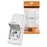 Розетка двойная TDM 2П+3 (вертикальная) открытой установки Вуокса 16А IP54 белый