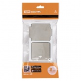 Блок (горизонтальный) TDM Вуокса выключатель одноклавишный+розетка 2П+З шторки IP54 белый