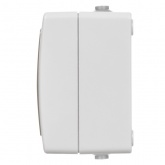 Блок (горизонтальный) TDM Вуокса выключатель одноклавишный+розетка 2П+З шторки IP54 белый