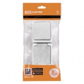 Блок (вертикальный) TDM Вуокса выключатель одноклавишный+розетка 2П+З шторки IP54 белый