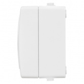 Блок (горизонтальный) TDM Вуокса выключатель двухклавишный+розетка 2П+З шторки IP54 белый