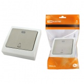 Кнопка звонковая TDM скрытой установки Вуокса 6А с подсветкой IP54 серый