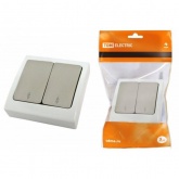 Переключатель двухклавишный TDM скрытой установки Вуокса 10А IP54 серый